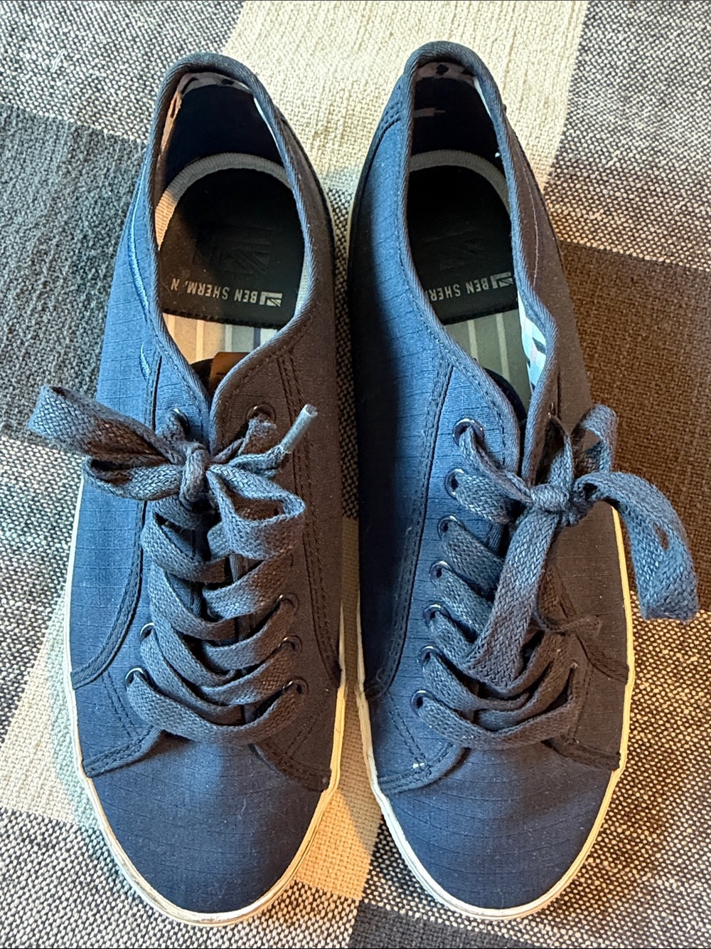 Ben Sherman Navy Canvas Low-Top Lace-Up Sneakers